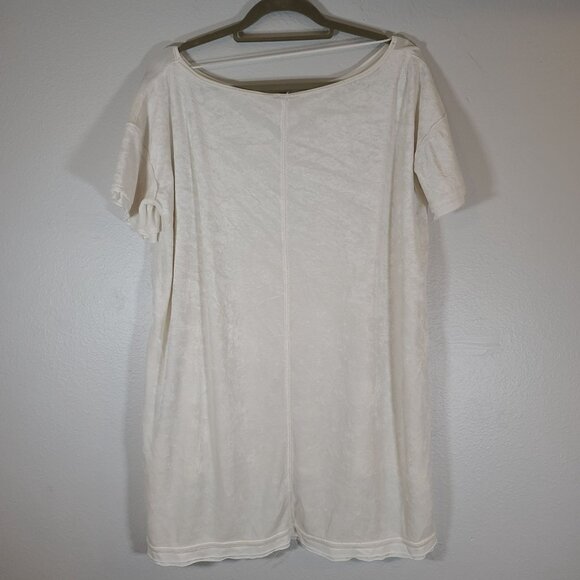 Free People Scoop Neck Slouchy Oversized Short Sleeve Velvet Doran Tee‎ Cream XS - Picture 7 of 7